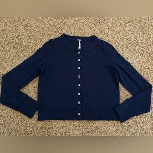 NWOT Free People Navy Blue Nocturnal Wool Cashmere Cardigan Preppy